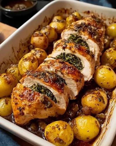 Goudbruine kip uit de oven